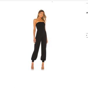 Black Jersey Strapless Cuffed Ankle Jumpsuit Romper Susana Monaco Extra Small